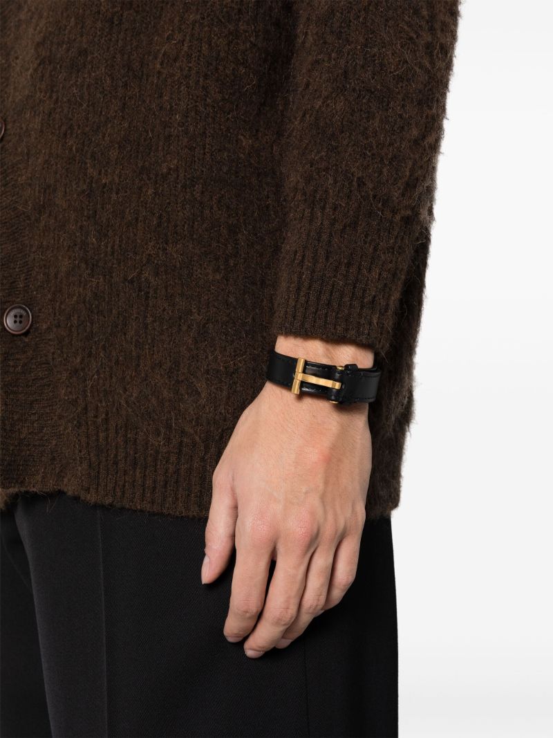 Black T Leather Bracelet