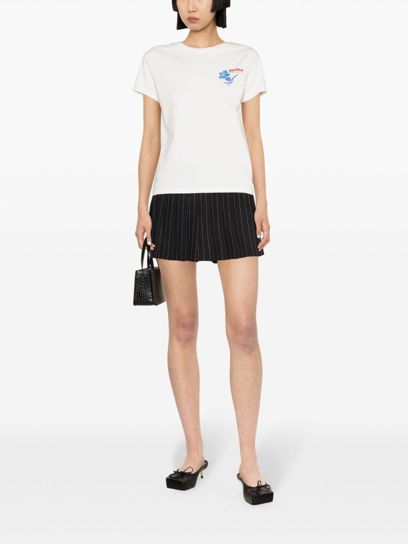 White Drawn Flower Cotton T-shirt