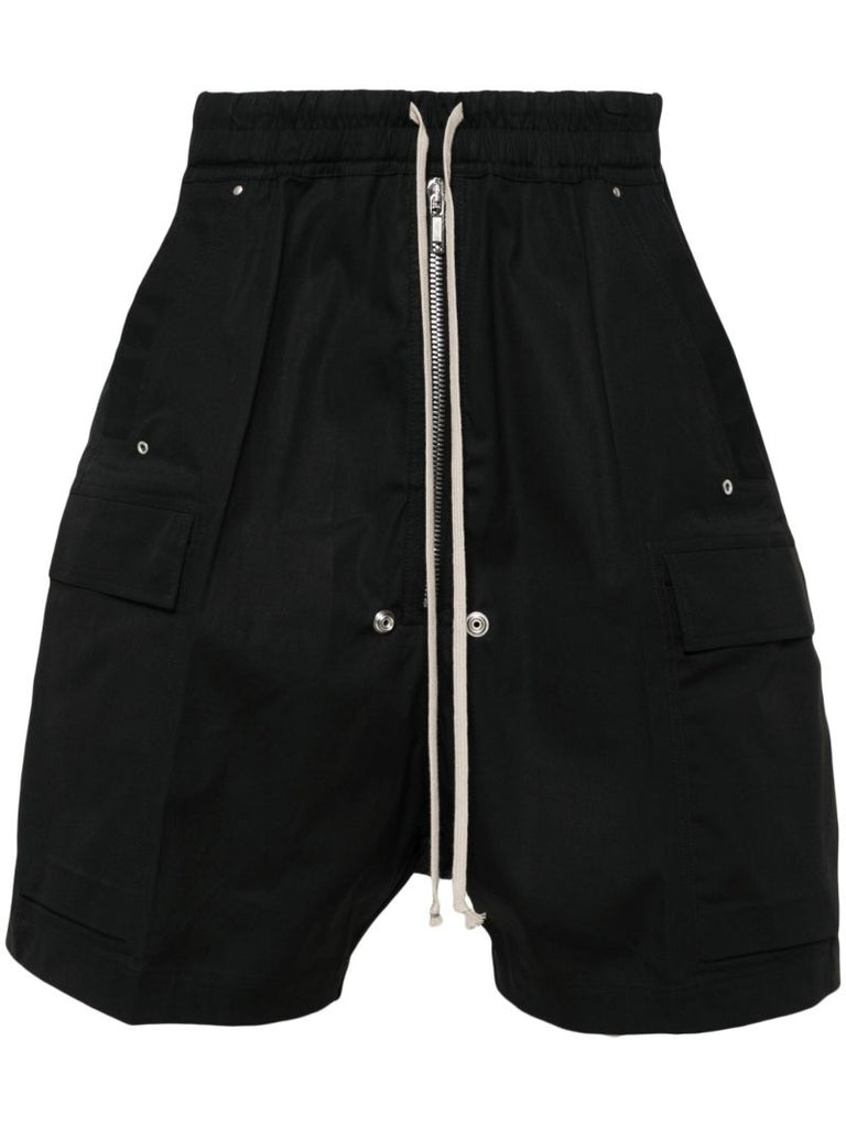Black Drop Crotch Cotton Shorts