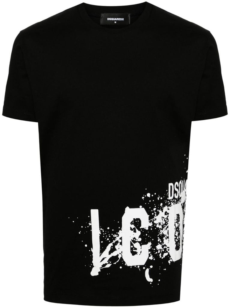 Black Icon Splash-print Cotton T-shirt