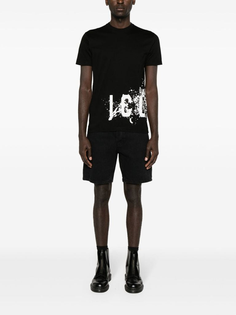 Black Icon Splash-print Cotton T-shirt