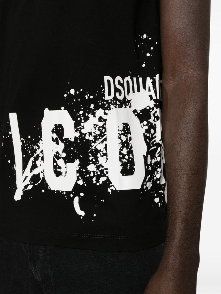 Black Icon Splash-print Cotton T-shirt