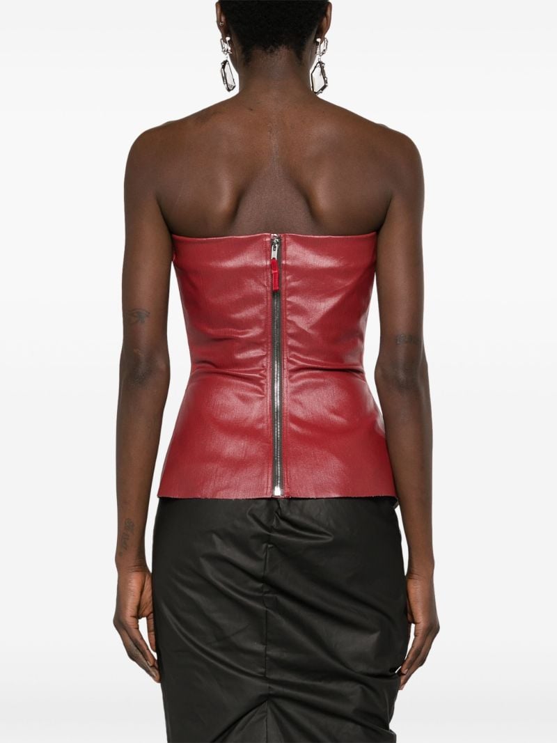 Red Coated Denim Bustier Top