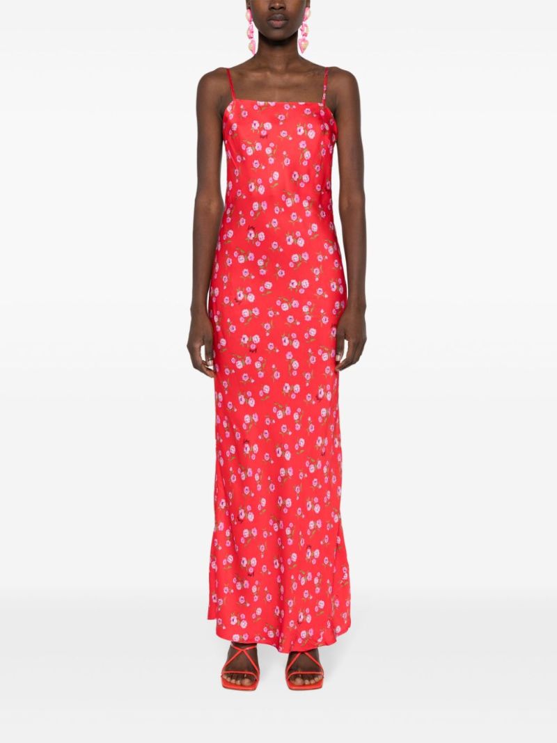 Red Floral-print Maxi Dress