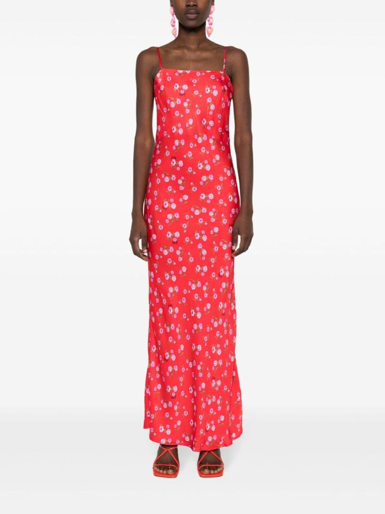 Red Floral-print Maxi Dress