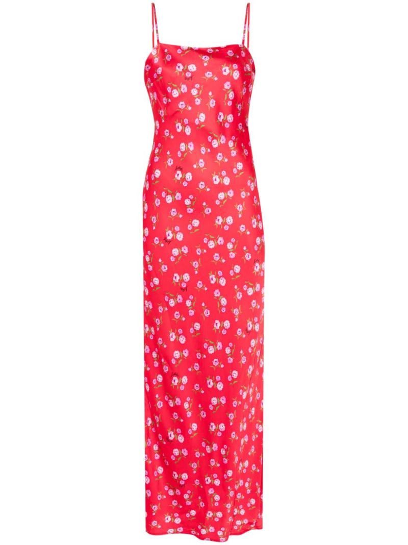 Red Floral-print Maxi Dress