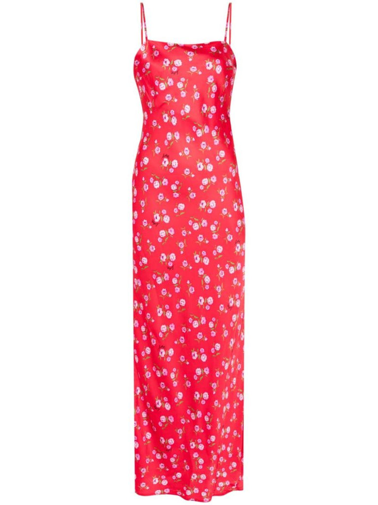 Red Floral-print Maxi Dress
