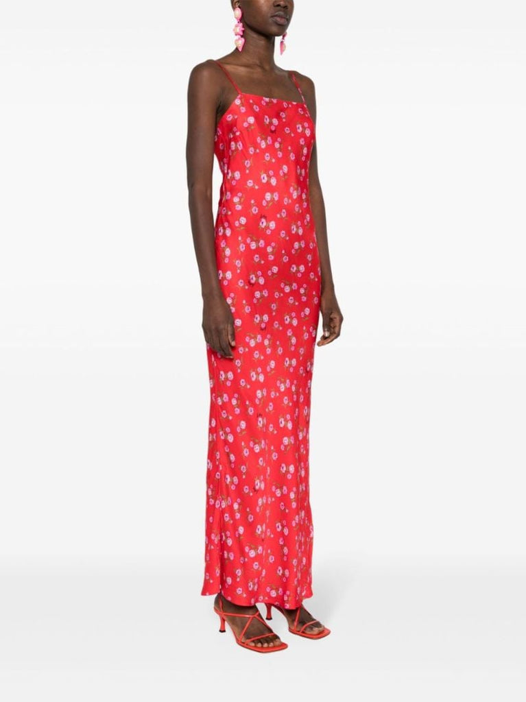 Red Floral-print Maxi Dress