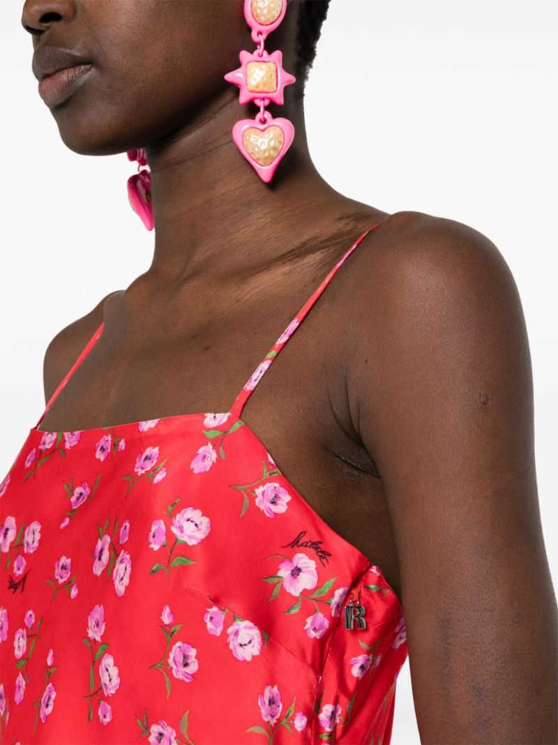 Red Floral-print Maxi Dress