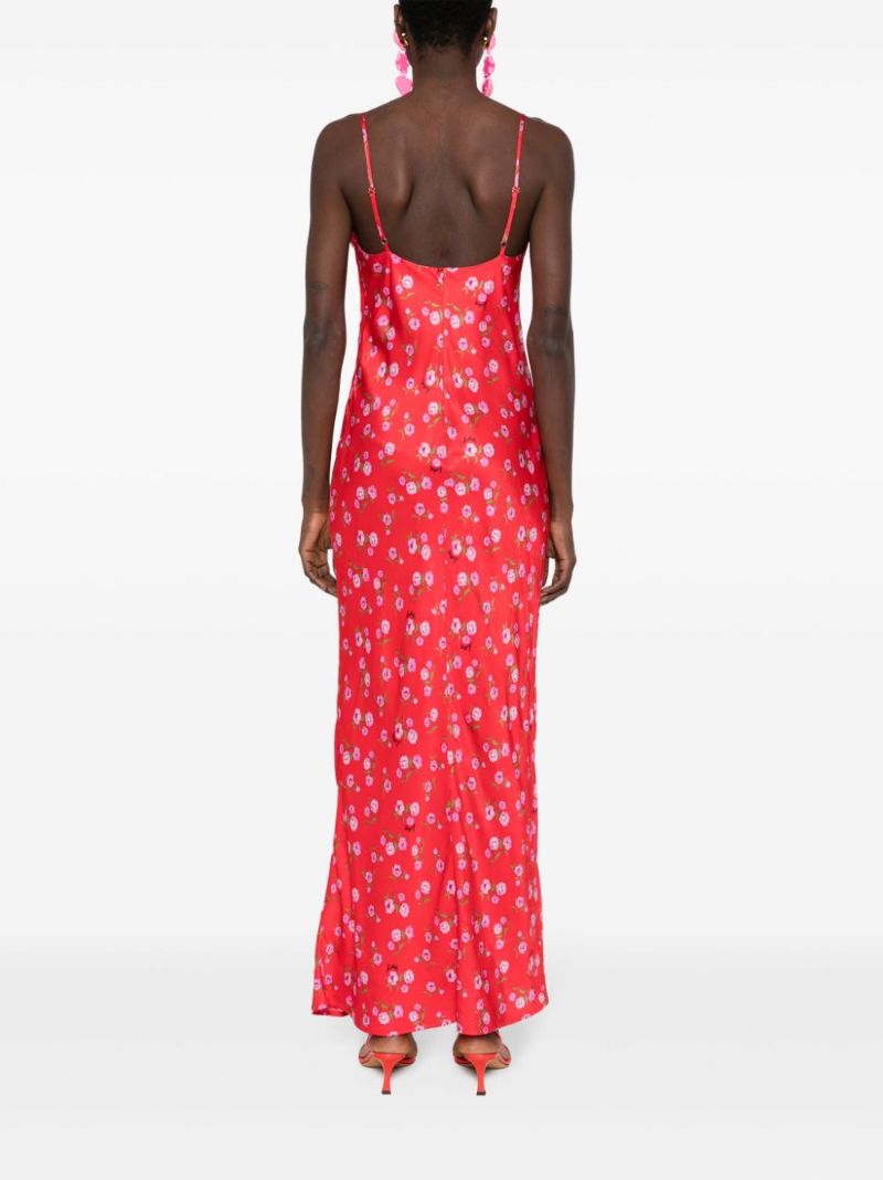 Red Floral-print Maxi Dress