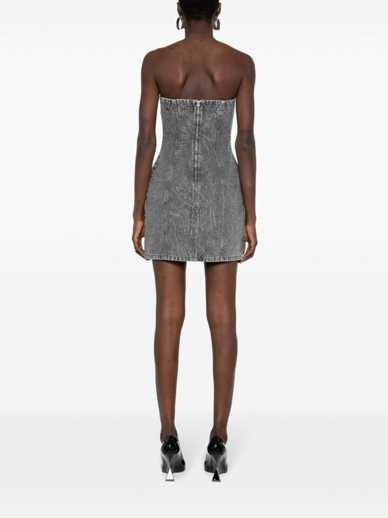 Grey Rhinestone Denim Mini Dress