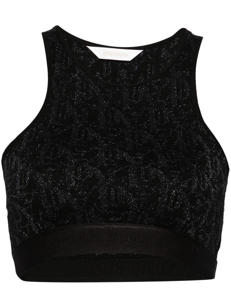 Black Monogram-jacquard Knitted Tank Top