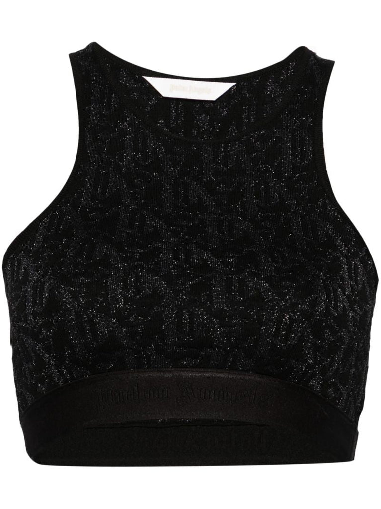 Black Monogram-jacquard Knitted Tank Top