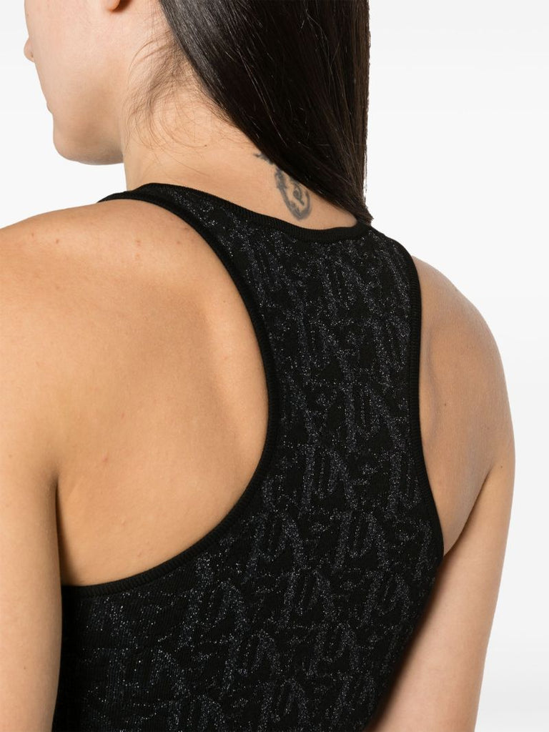 Black Monogram-jacquard Knitted Tank Top