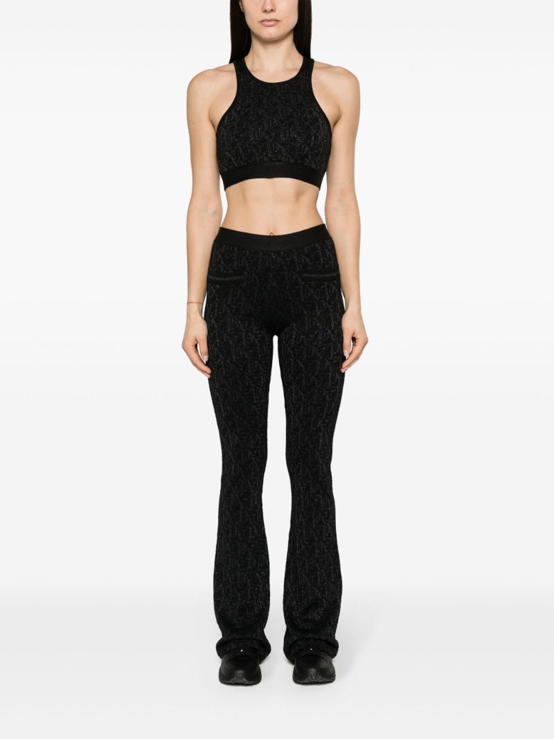 Black Monogram-jacquard Knitted Flared Trousers