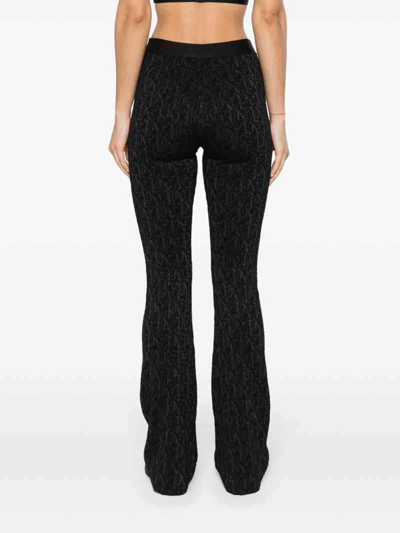 Black Monogram-jacquard Knitted Flared Trousers