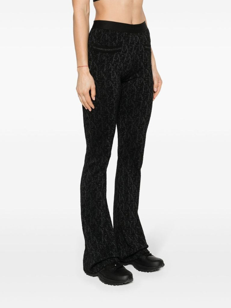 Black Monogram-jacquard Knitted Flared Trousers