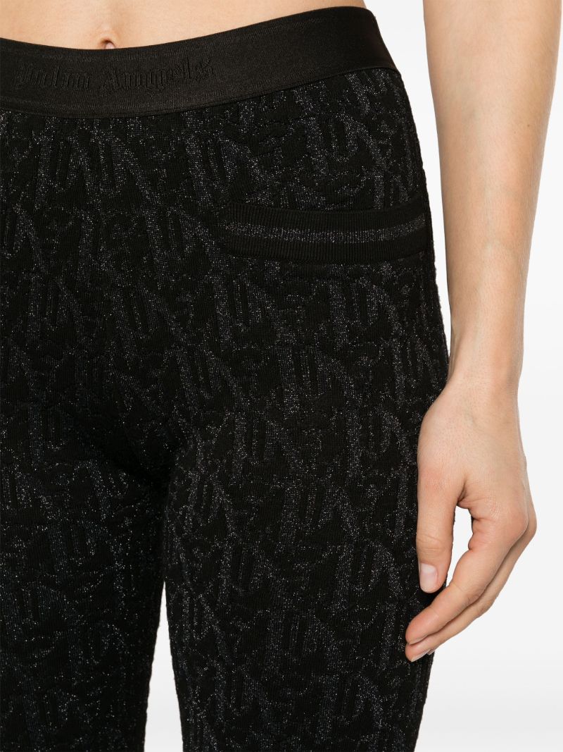 Black Monogram-jacquard Knitted Flared Trousers