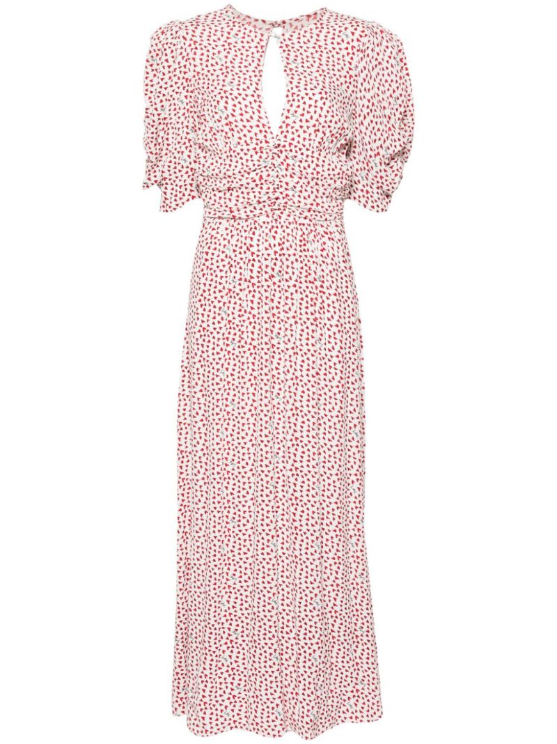 Red Heart-print Maxi Dress