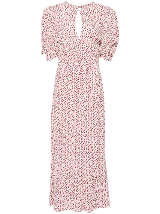 Red Heart-print Maxi Dress