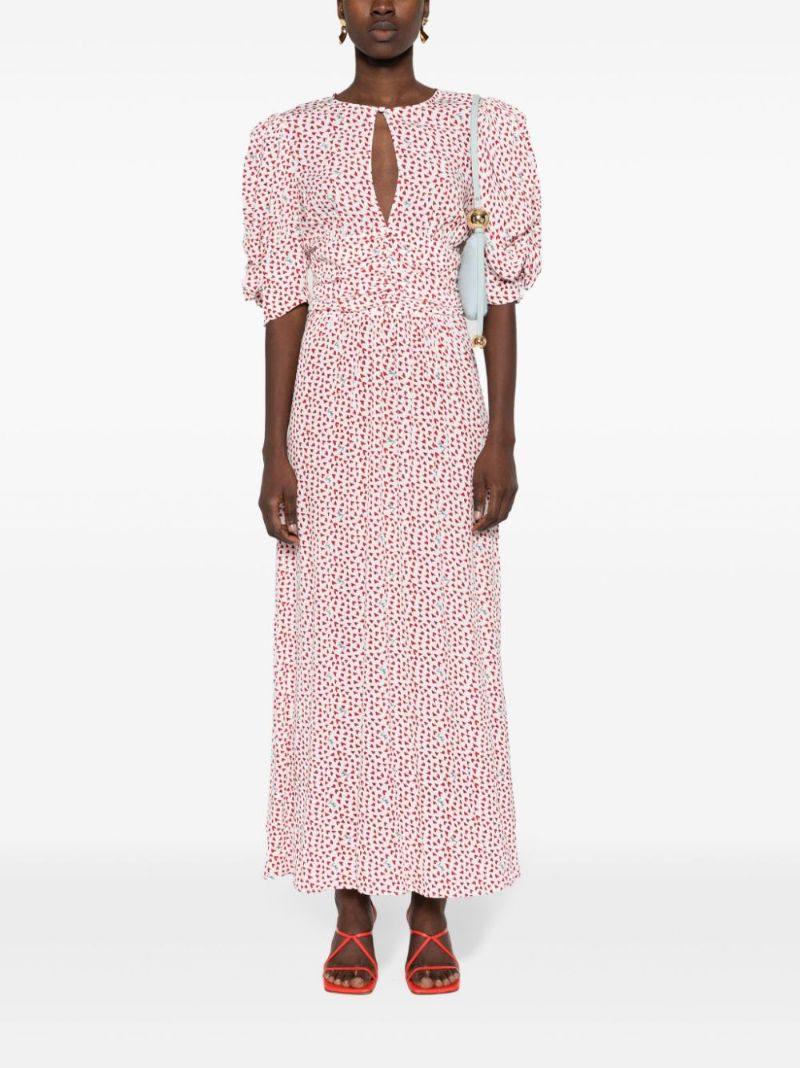 Red Heart-print Maxi Dress