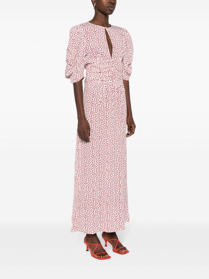 Red Heart-print Maxi Dress