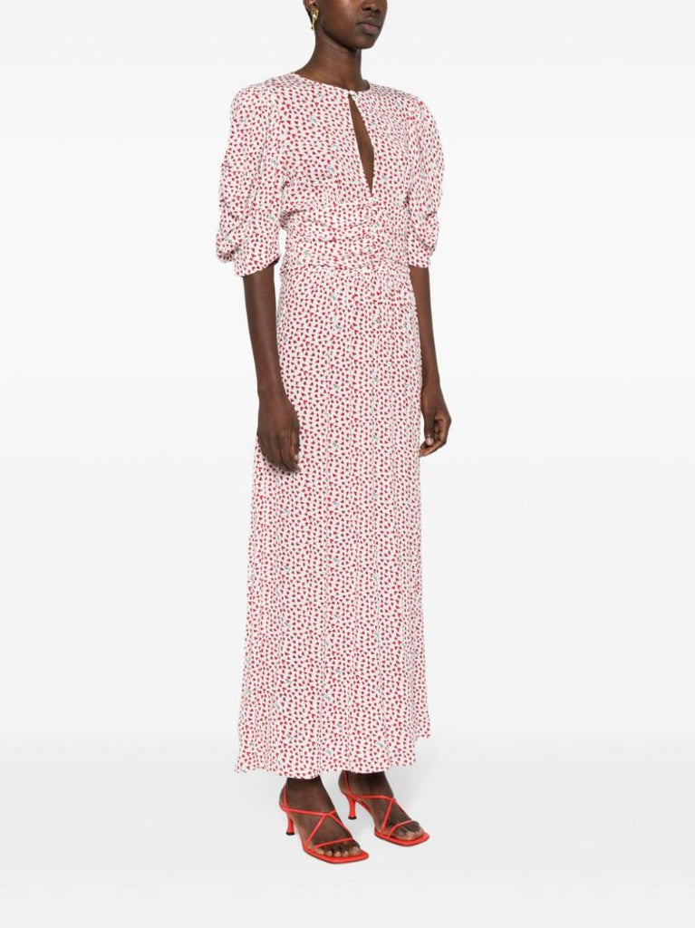 Red Heart-print Maxi Dress