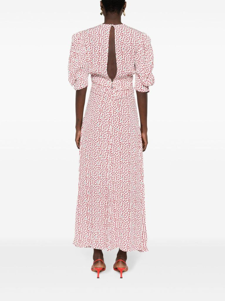 Red Heart-print Maxi Dress