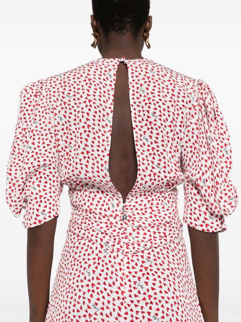 Red Heart-print Maxi Dress