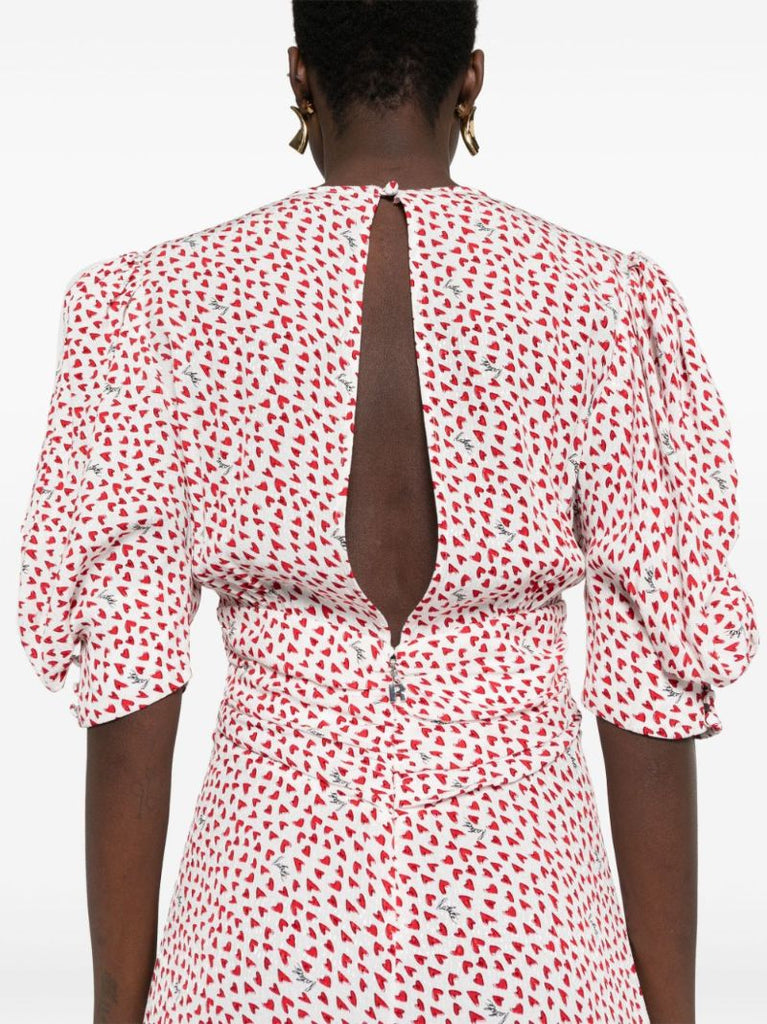 Red Heart-print Maxi Dress