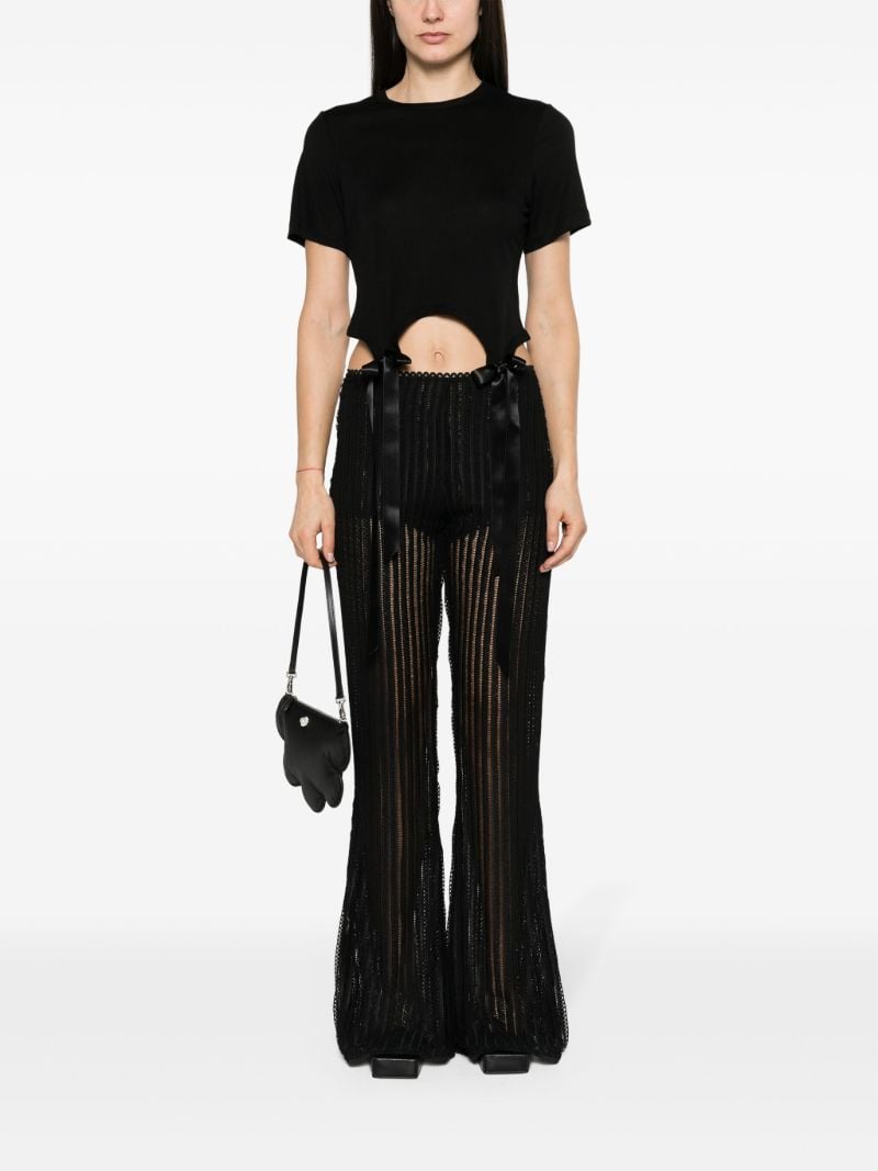 Black Bow-embellished Cotton T-shirt