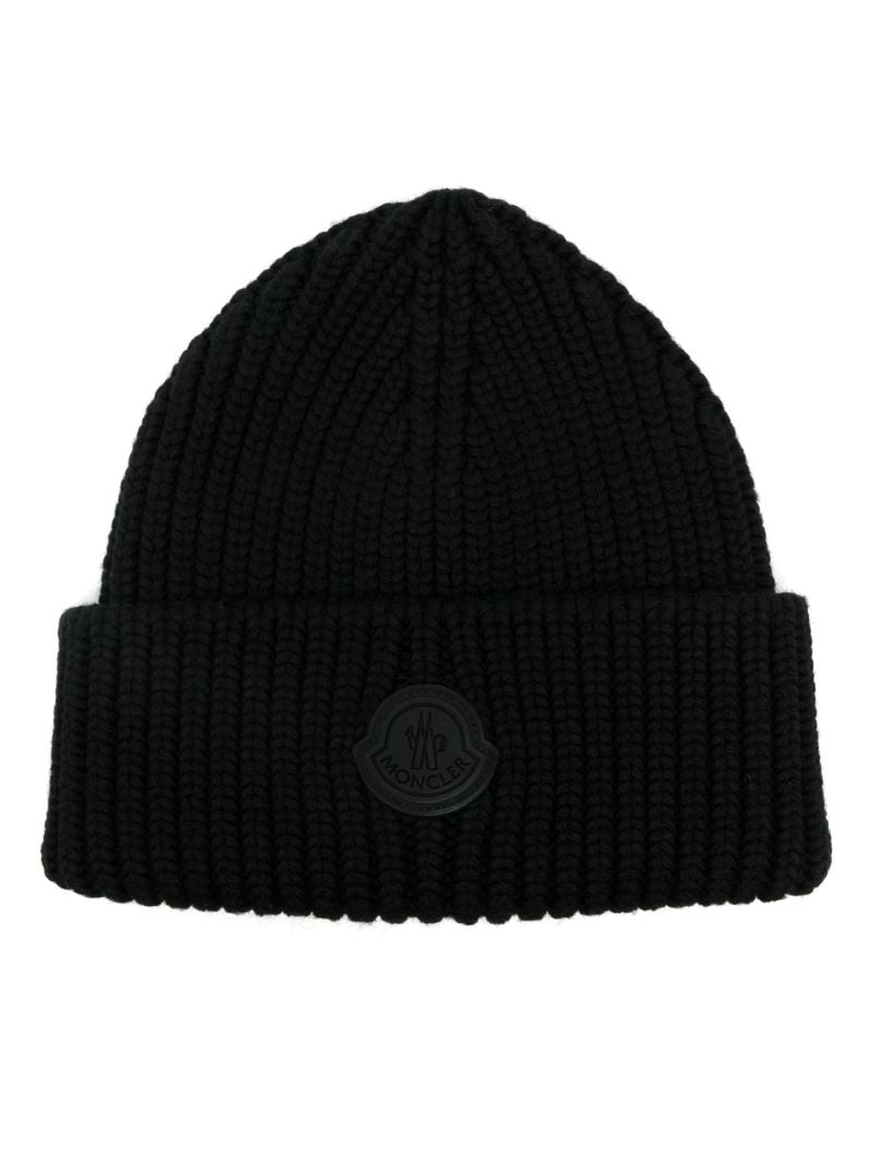 Black Logo-applique Wool Beanie
