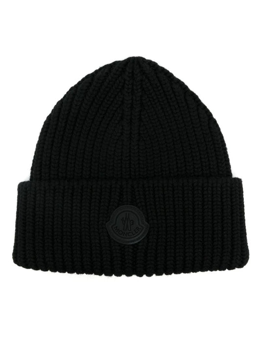 Black Logo-applique Wool Beanie