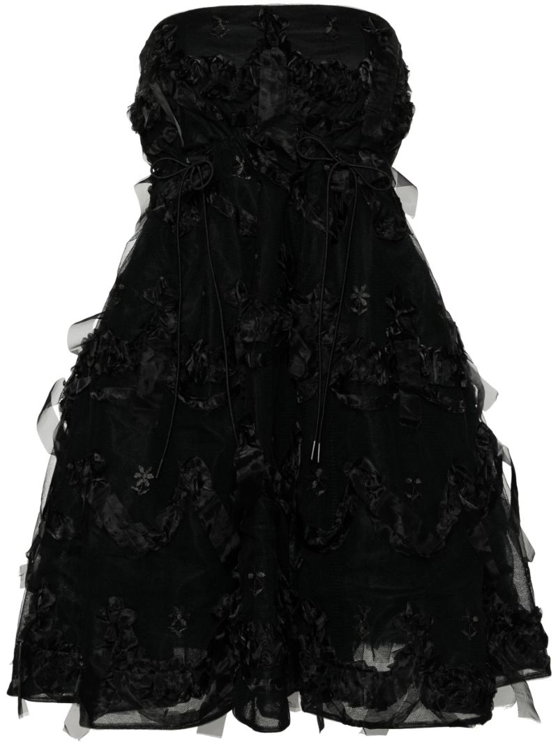 Black Ruffled Tulle Mini Dress