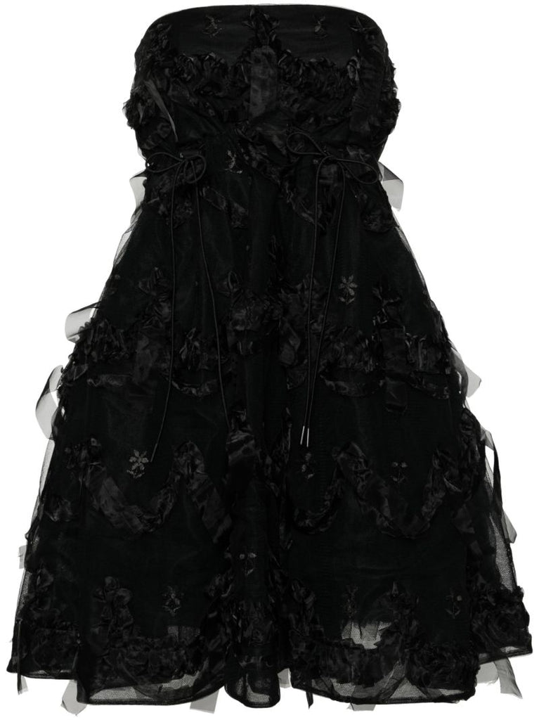 Black Ruffled Tulle Mini Dress