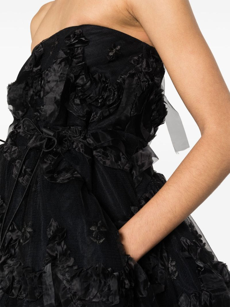 Black Ruffled Tulle Mini Dress