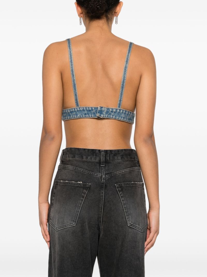 Blue Triangle-logo Denim Cropped Top