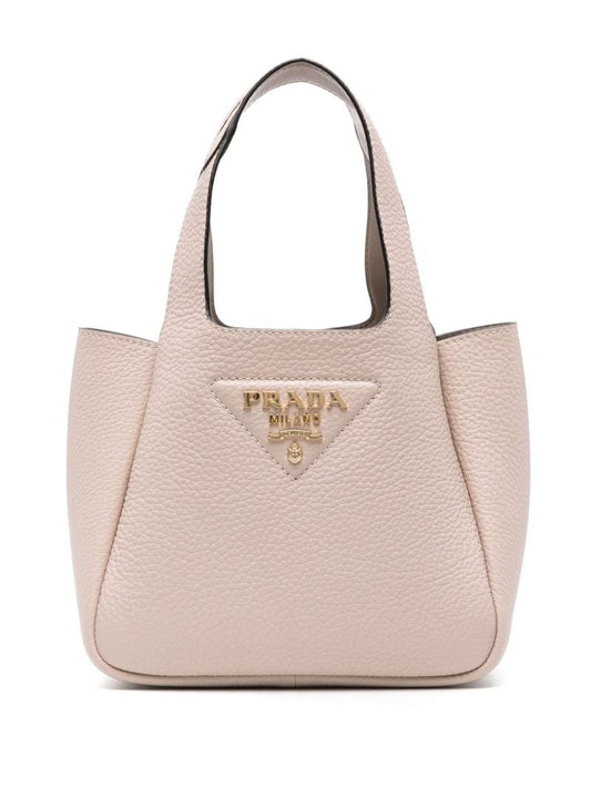 Pink Logo-applique Leather Tote Bag