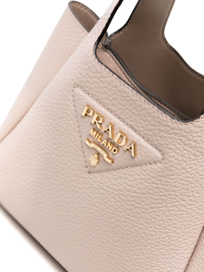 Pink Logo-applique Leather Tote Bag