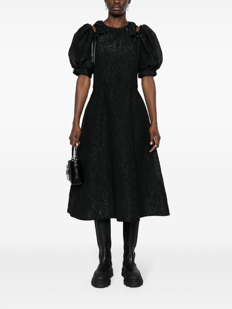 Black Cut-out Crinkled Midi Dress
