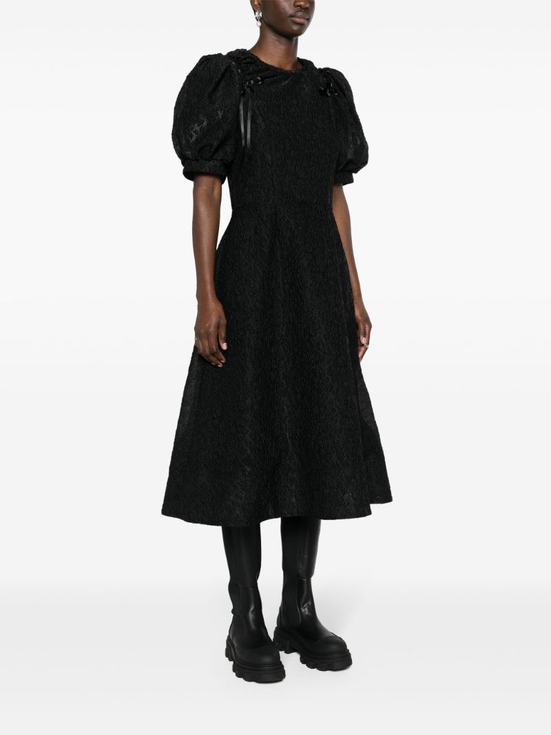 Black Cut-out Crinkled Midi Dress