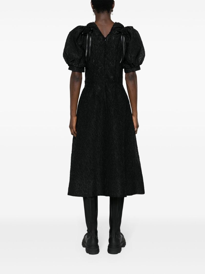 Black Cut-out Crinkled Midi Dress
