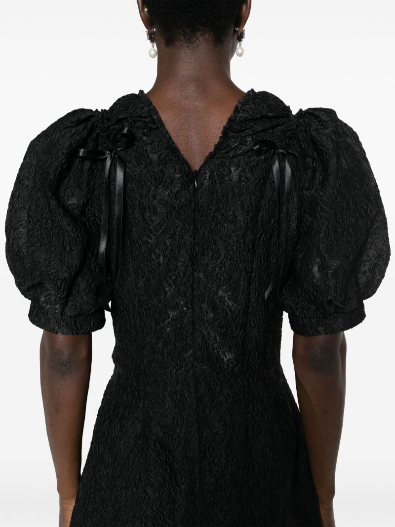 Black Cut-out Crinkled Midi Dress