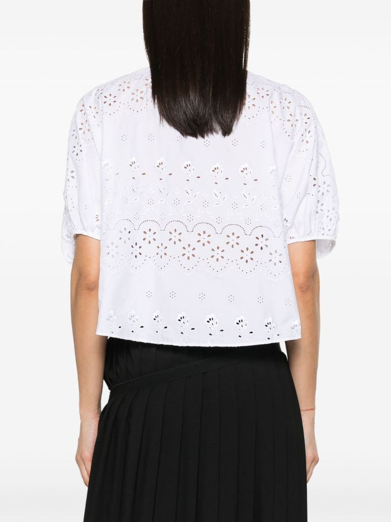 White Broderie Anglaise Cotton Shirt