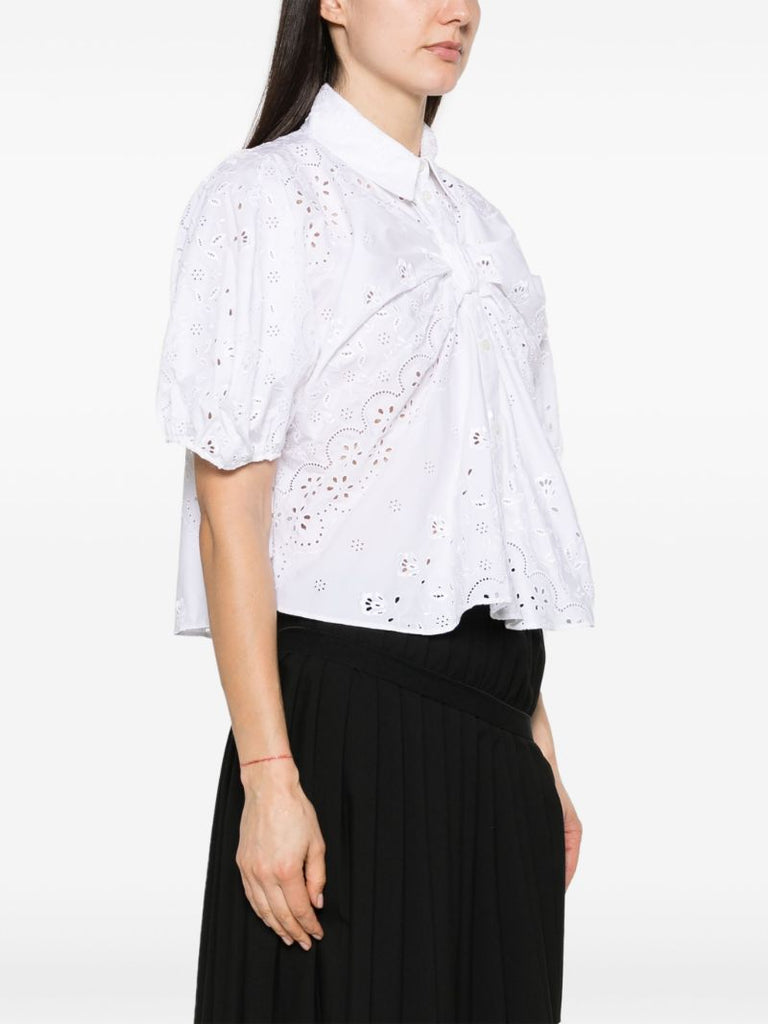 White Broderie Anglaise Cotton Shirt