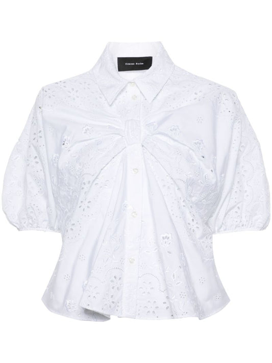 White Broderie Anglaise Cotton Shirt