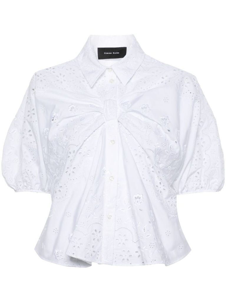 White Broderie Anglaise Cotton Shirt