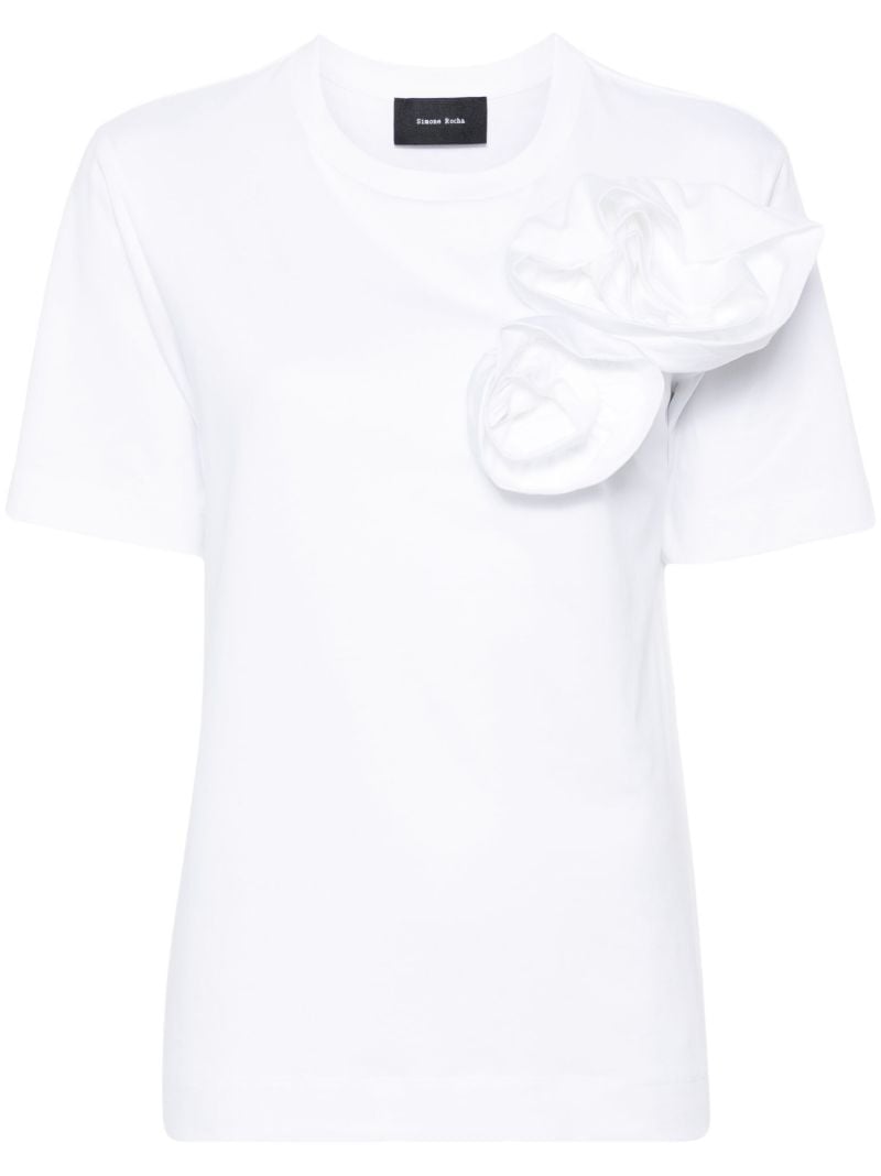 White Pressed Rose Cotton T-shirt