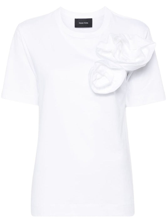 White Pressed Rose Cotton T-shirt
