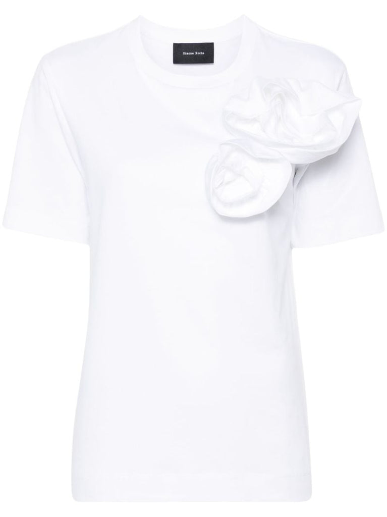 White Pressed Rose Cotton T-shirt